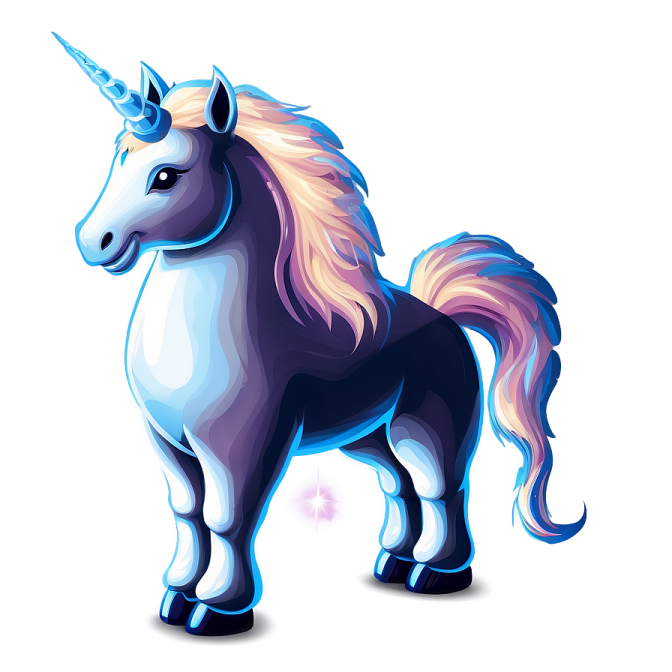 an illustration of a unicorn with long manes
