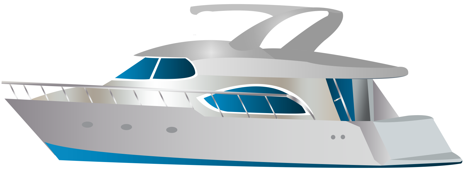 a white and blue boat
