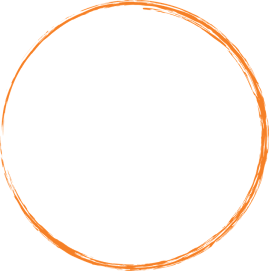 a circle drawn with brown paint on white background