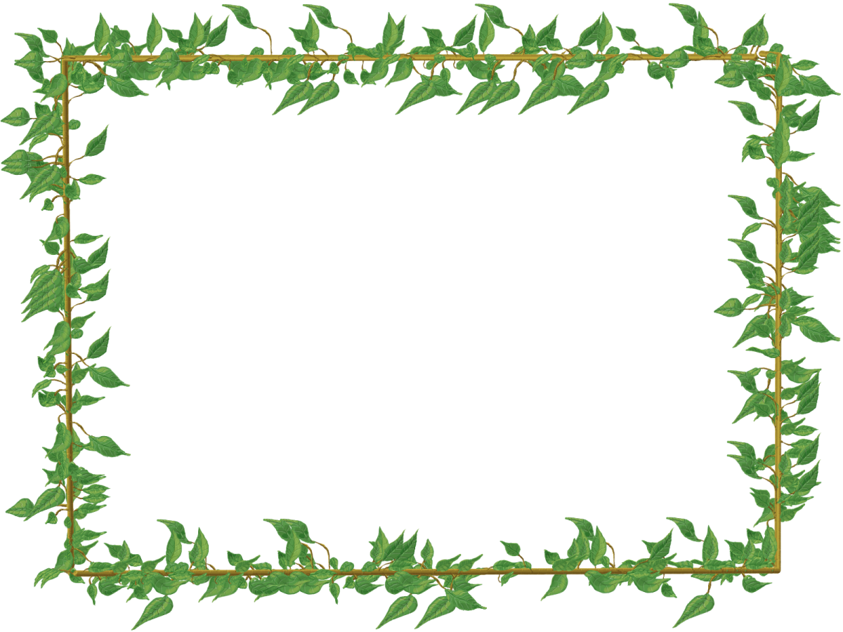 a square frame with green leaves