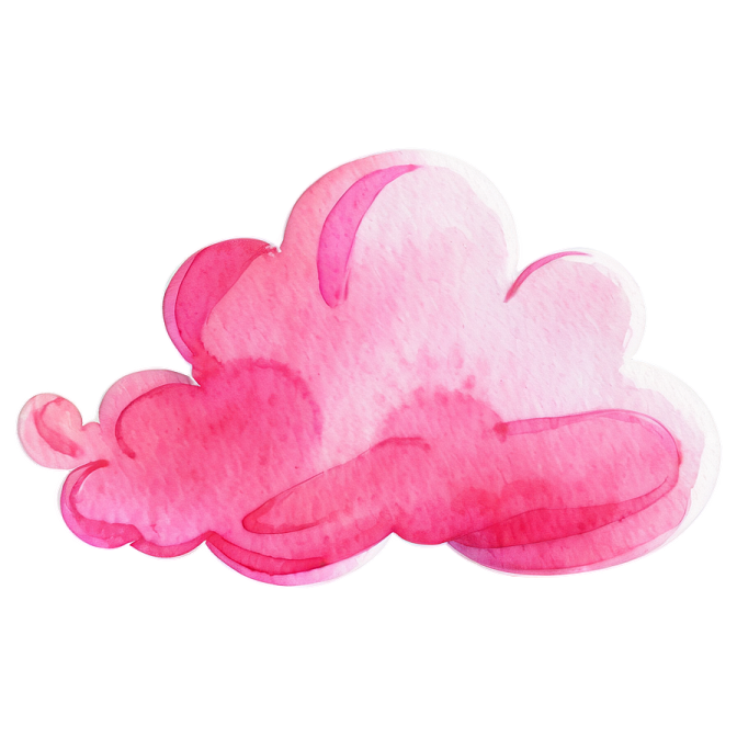 a watercolor painting of a pink cloud