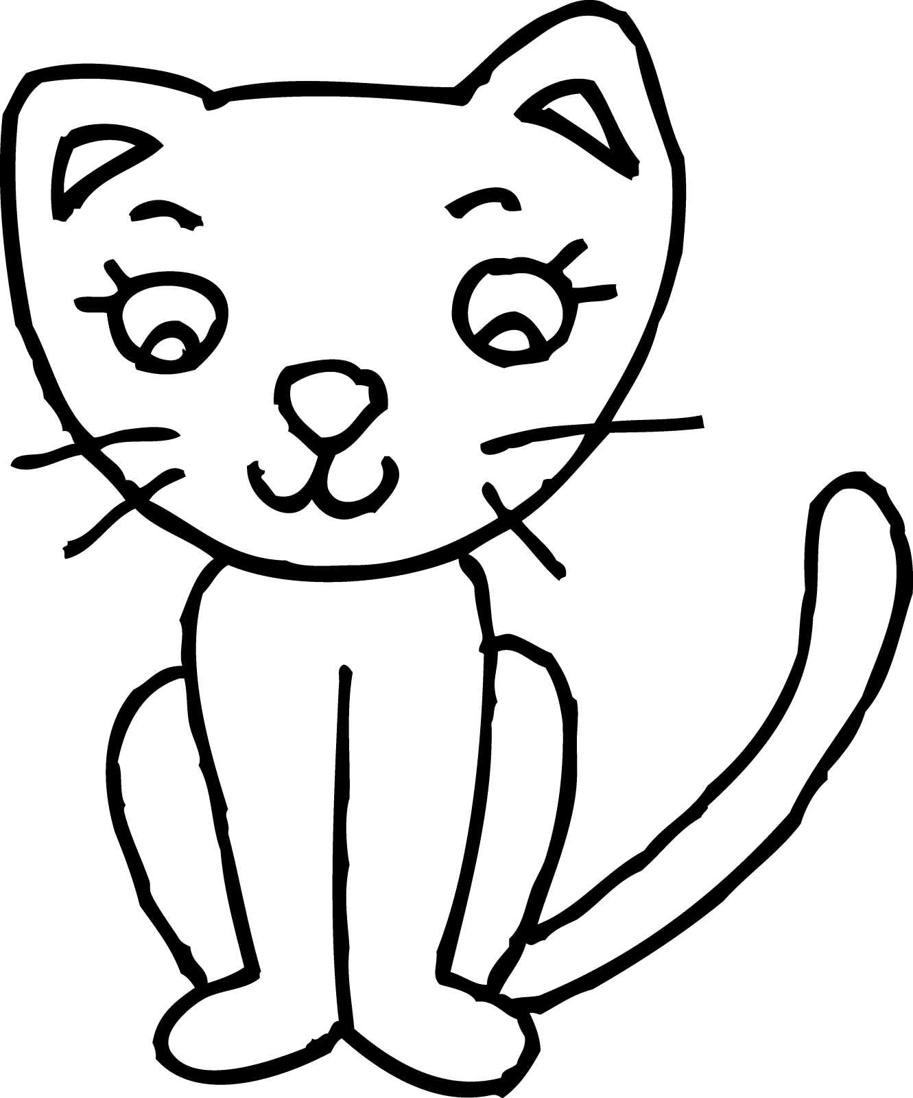 a black and white drawing of a cat