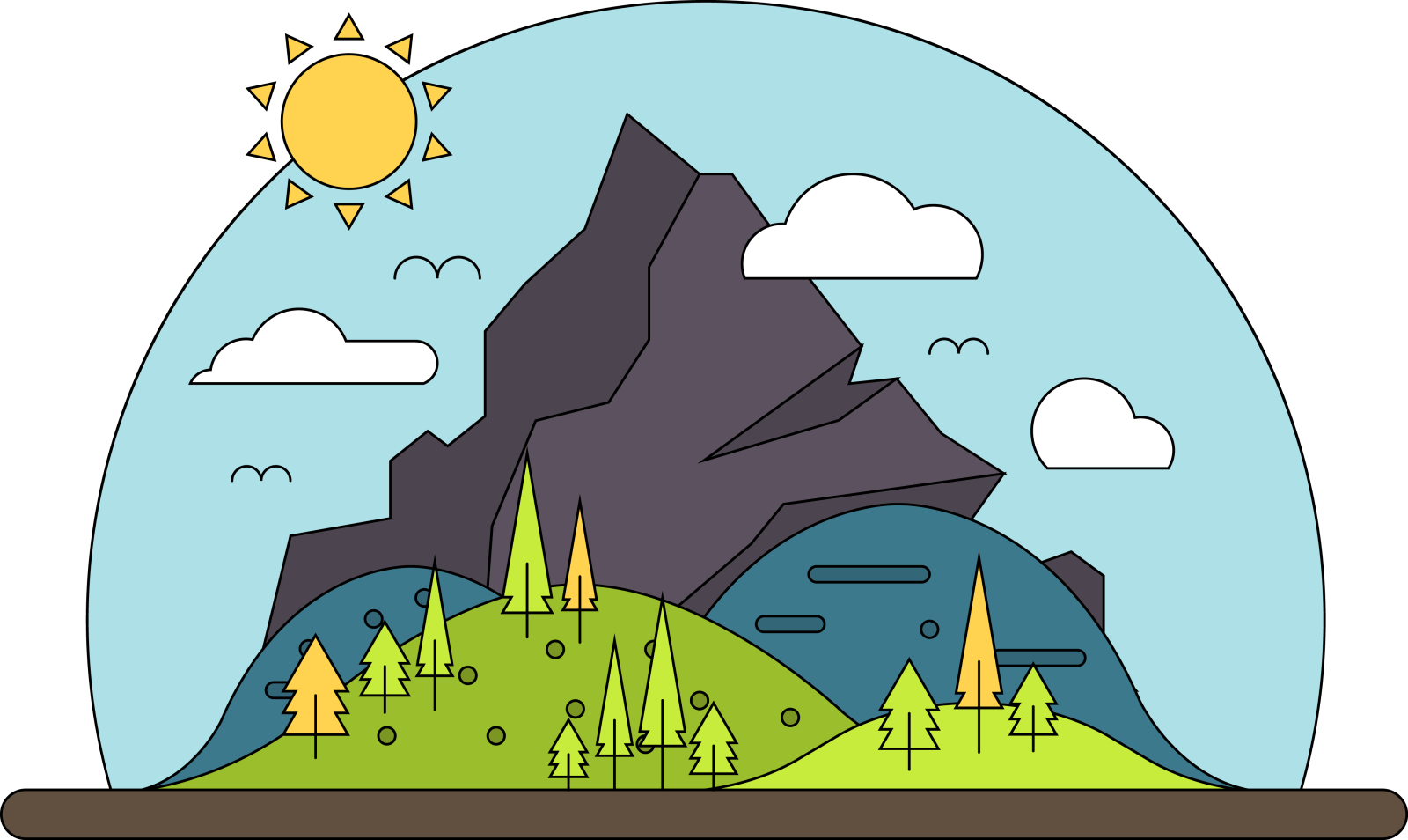 a mountain with trees and mountains in the background
