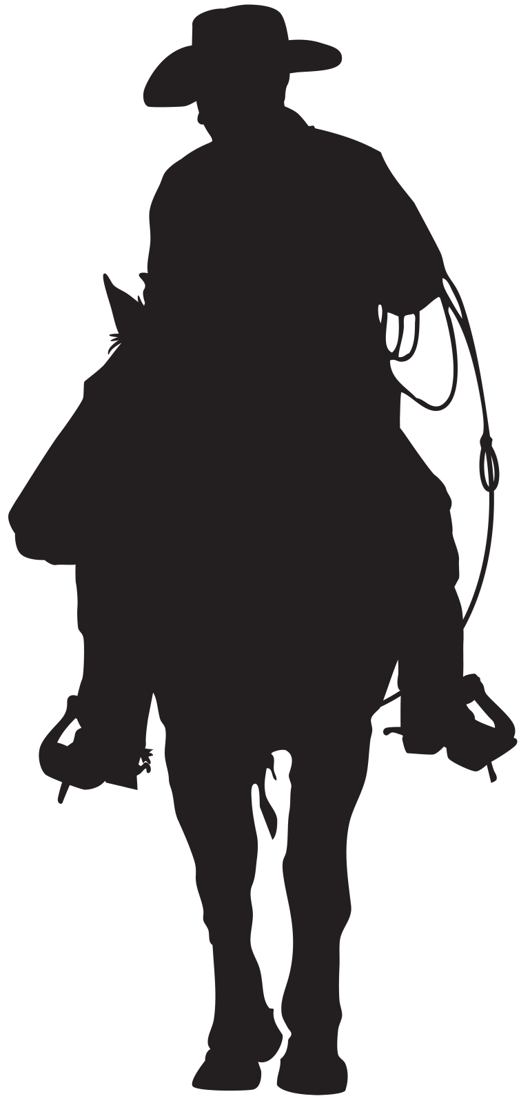 a cowboy silhouetted on a white background