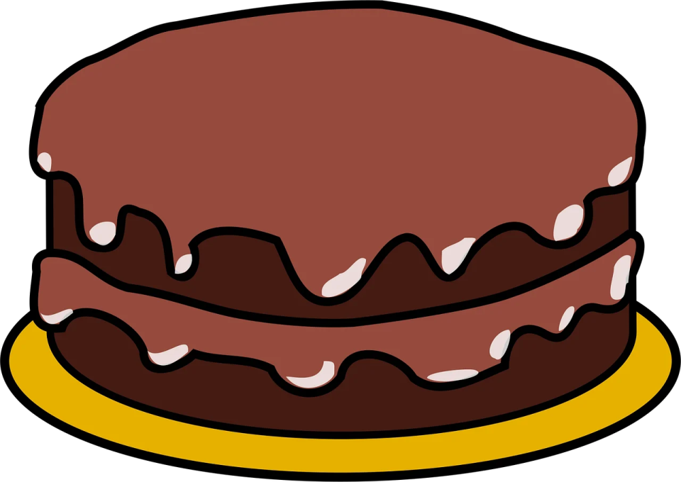 a chocolate cake on a yellow plate
