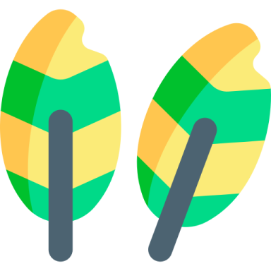 a pair of green and yellow leaves