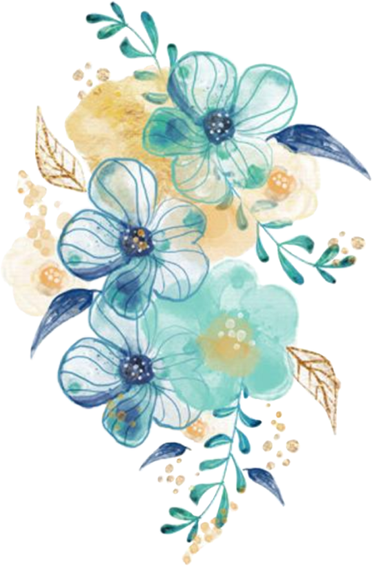 a painting of blue flowers on a white background