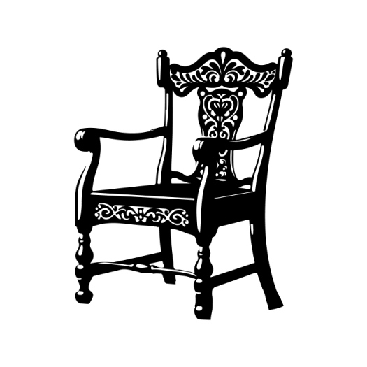 a black and white silhouette of a chair