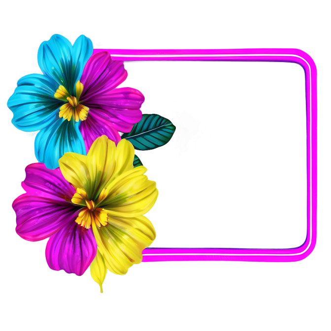 a frame with colorful flowers on it