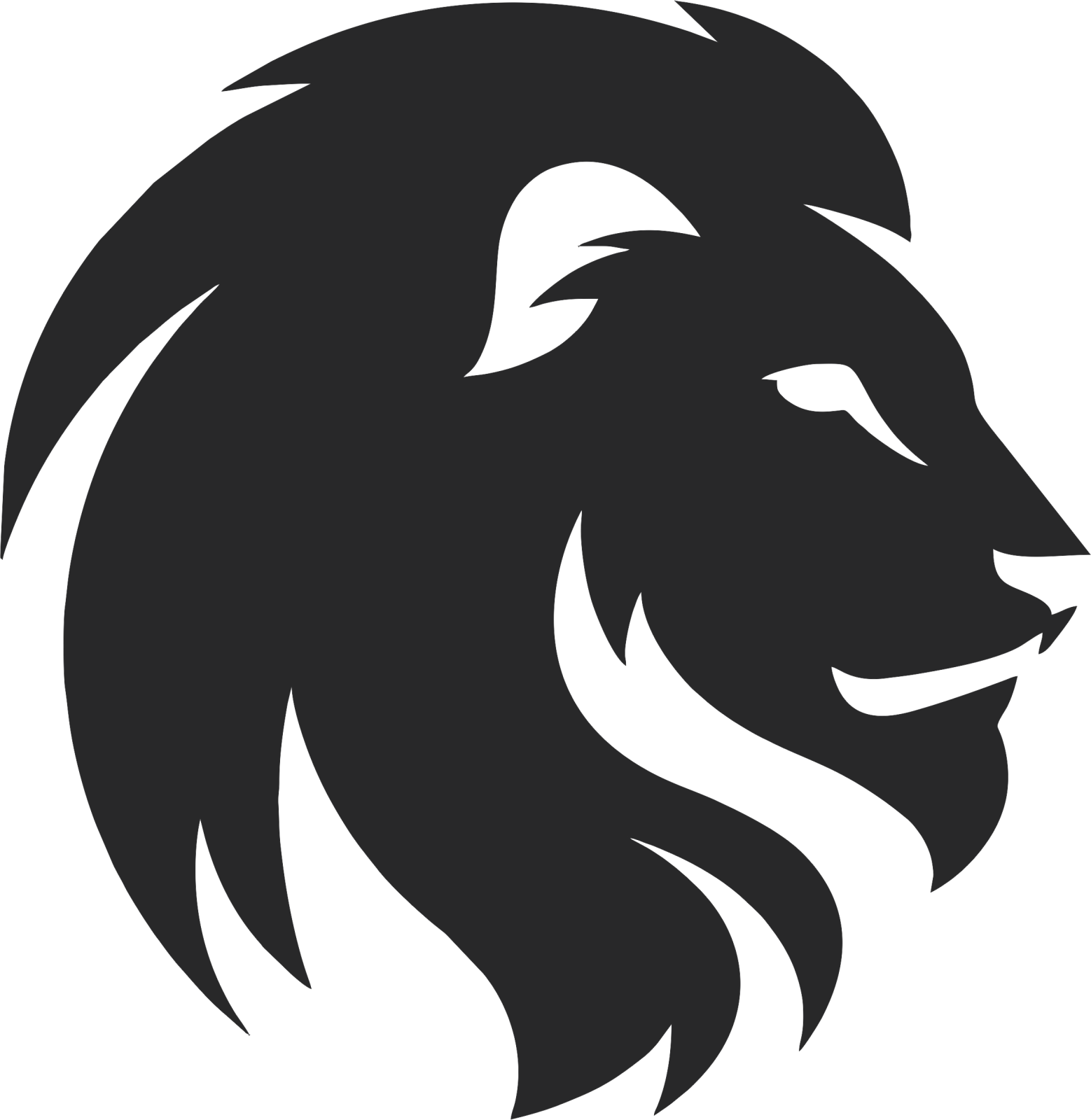 a black and white lion head