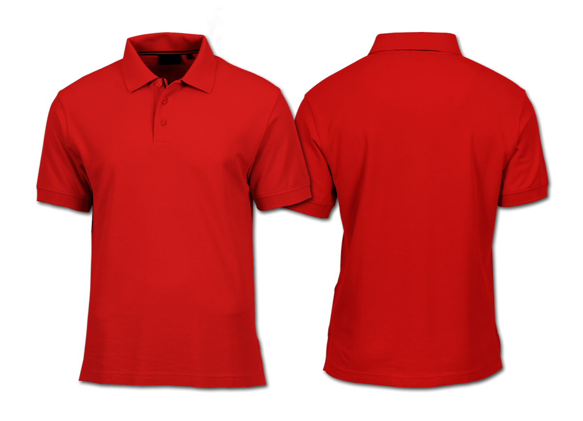 a red polo shirt on a white background