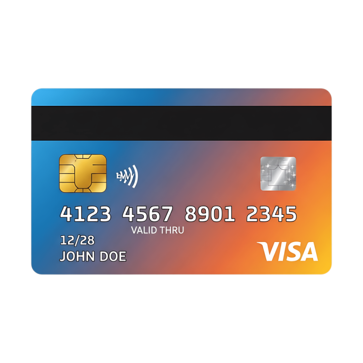 a visa card with an orange background