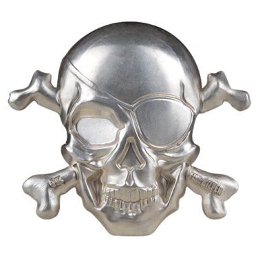 a skull and crossbones on a white background