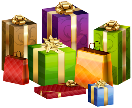 a bunch of colorful gift boxes with bows