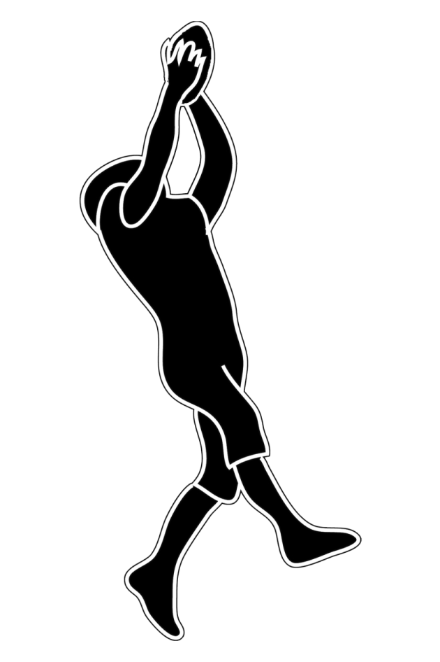 a black and white silhouette of a basketball player