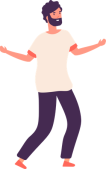 a person in a white shirt and black pants
