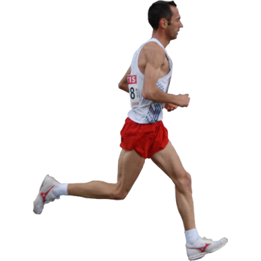 a man running on a white background