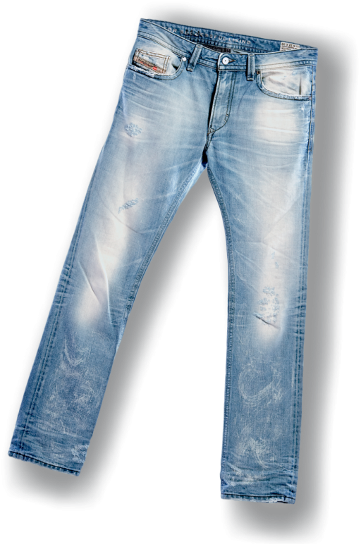 a pair of jeans on a white background