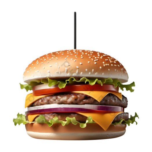 a hamburger on a white background