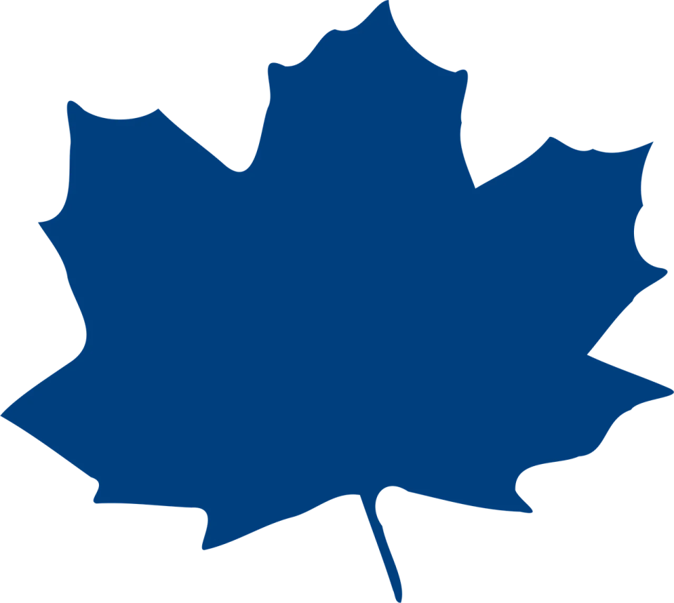 a blue maple leaf