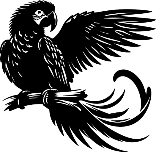 a black and white silhouette of an eagle sitting on a branch