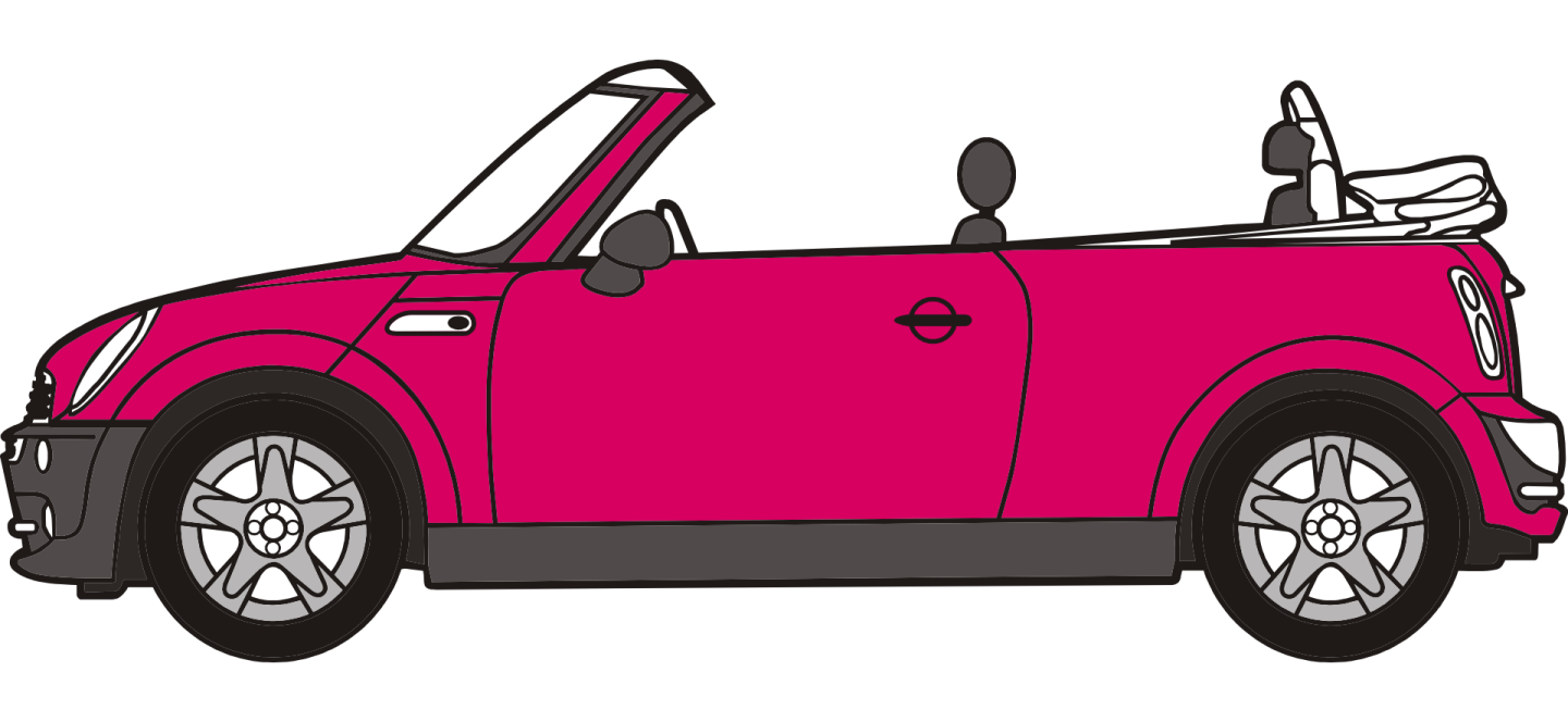a red car with the top down