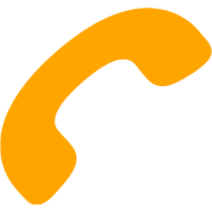 an orange phone icon with a white background