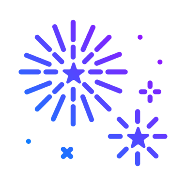 a white background with blue and red fireworks