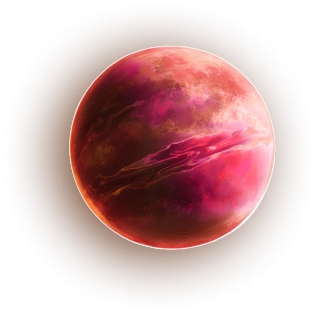 a red planet with a white background