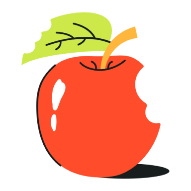 an apple with a leaf on top of it