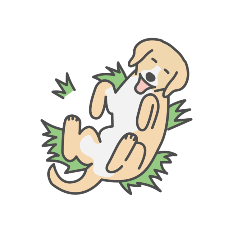 an illustration of a dog laying on its back