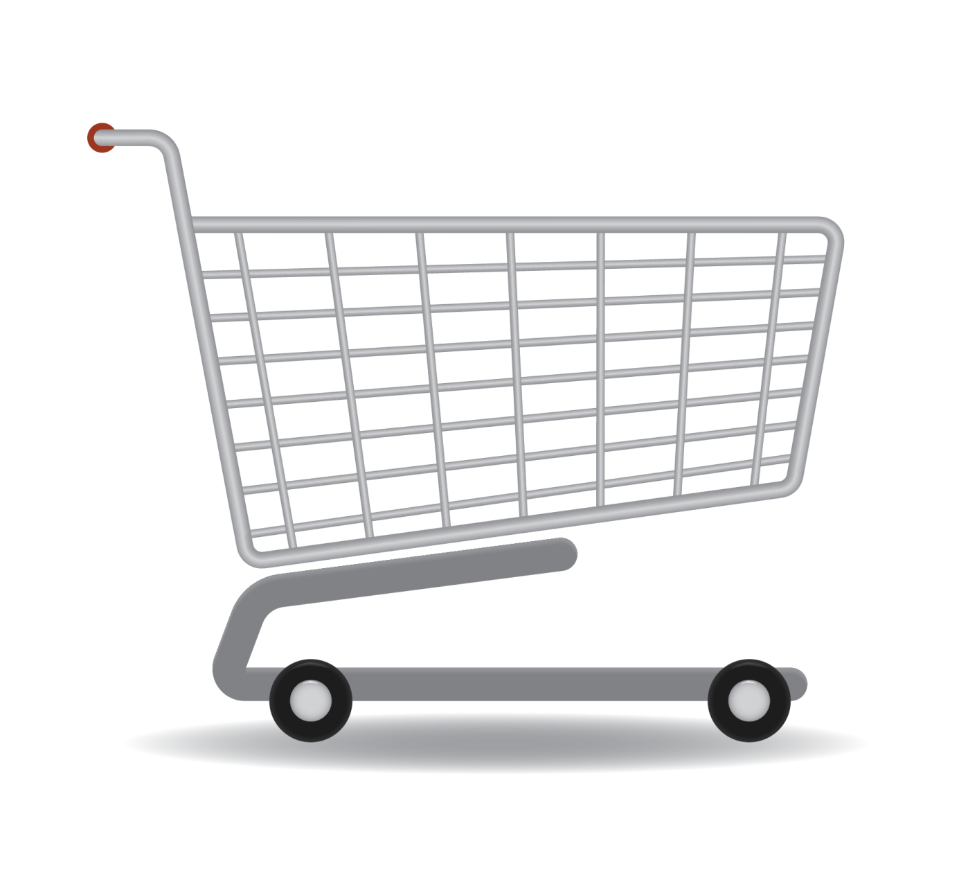 a shopping cart on a white background