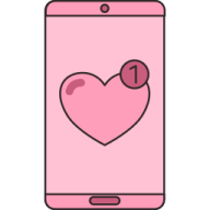 a phone with a heart on the screen