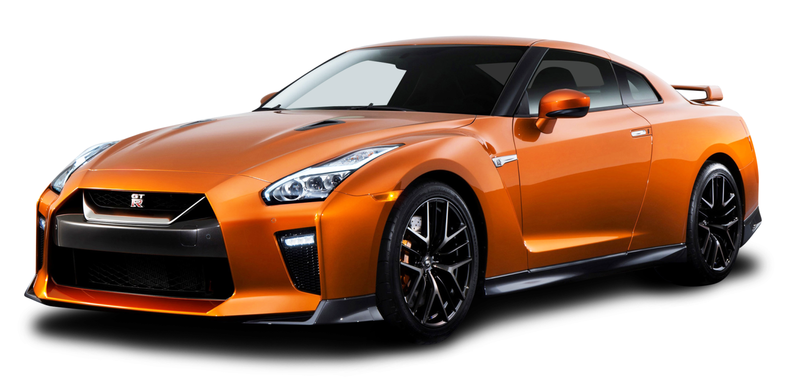 a orange nissan sports car on a white background