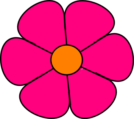 a pink flower with an orange center