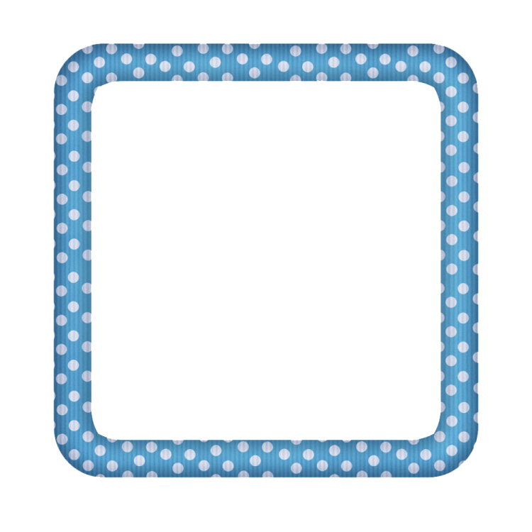a blue frame with white polka dots on it