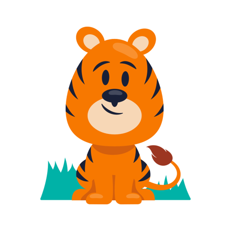 a cartoon tiger sitting in the grass