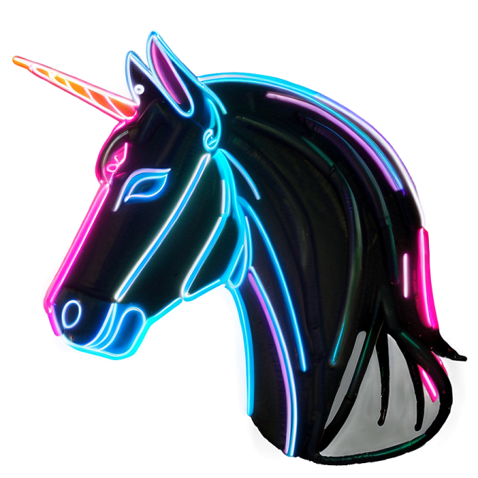 a neon unicorn head