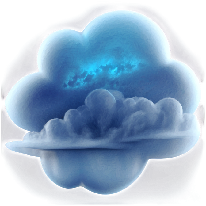 a blue cloud floating in the water