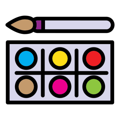 a palette with paint and a pencil