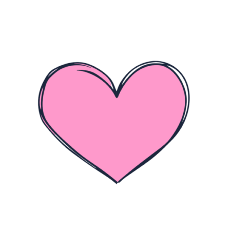 a pink heart on a white background