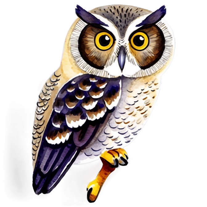 a watercolor painting of an owl sitting on a branch