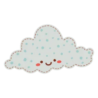 a white cloud with blue dots on it
