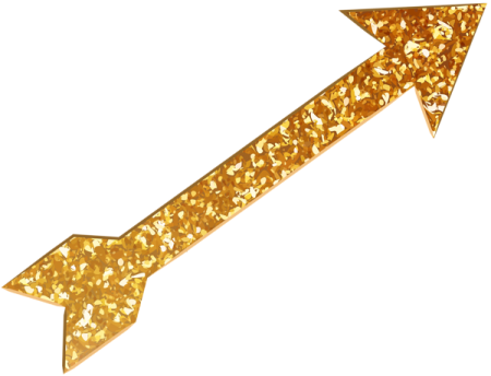a gold glitter arrow on white background