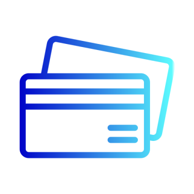 a blue credit card with a white background