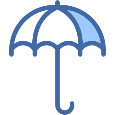 a blue umbrella on a white background
