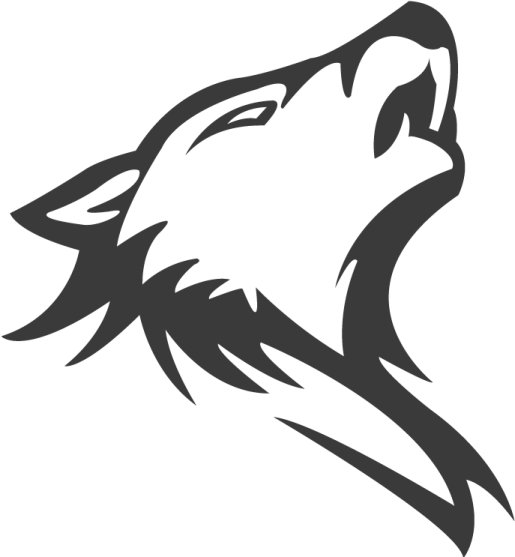 a wolf head silhouetted on a white background