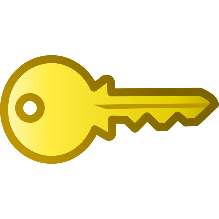 a golden key on a white background