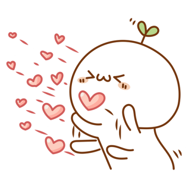 a cartoon bear with hearts coming out of its mouth