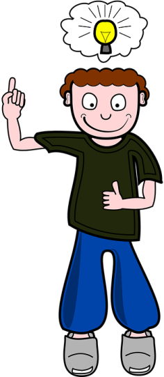 a boy with a light bulb on his head